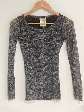 Fuzzi nylon mesh black and white top size S